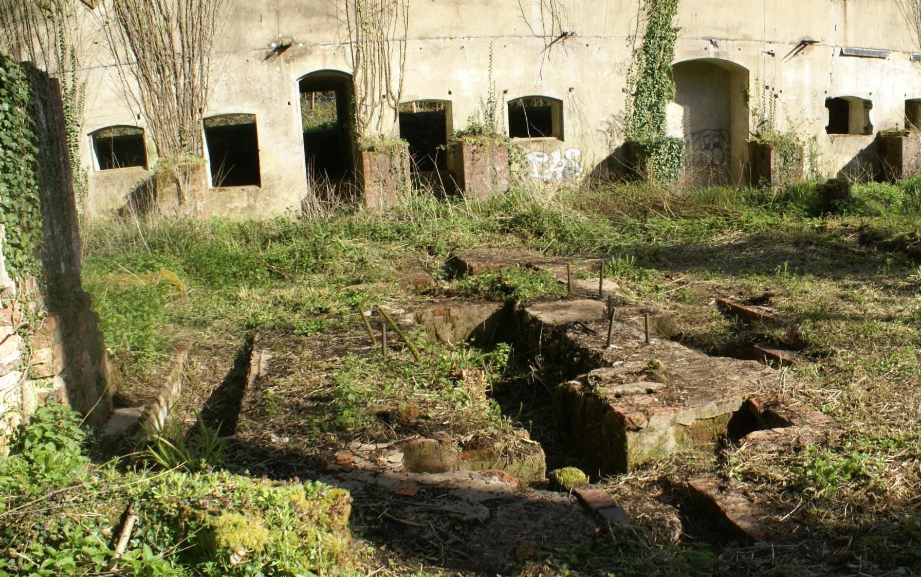 The old pit for the coal fired boiler