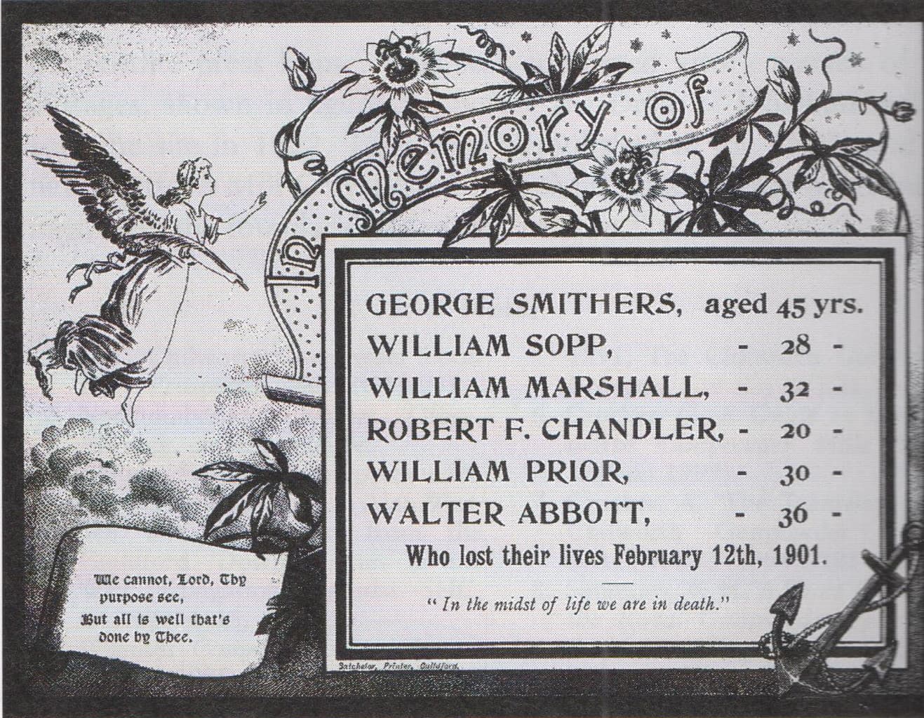 Memorial card for the victims of the 1901 explosion